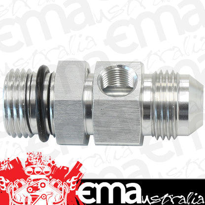 Aeroflow AF904-08S -8ORB to -8AN with 1/8" Port Silver