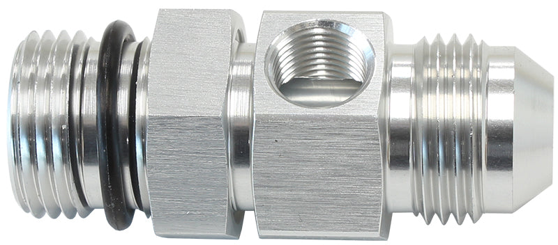 Aeroflow AF904-08S -8ORB to -8AN with 1/8" Port Silver