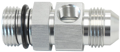 Aeroflow AF904-08S -8ORB to -8AN with 1/8" Port Silver