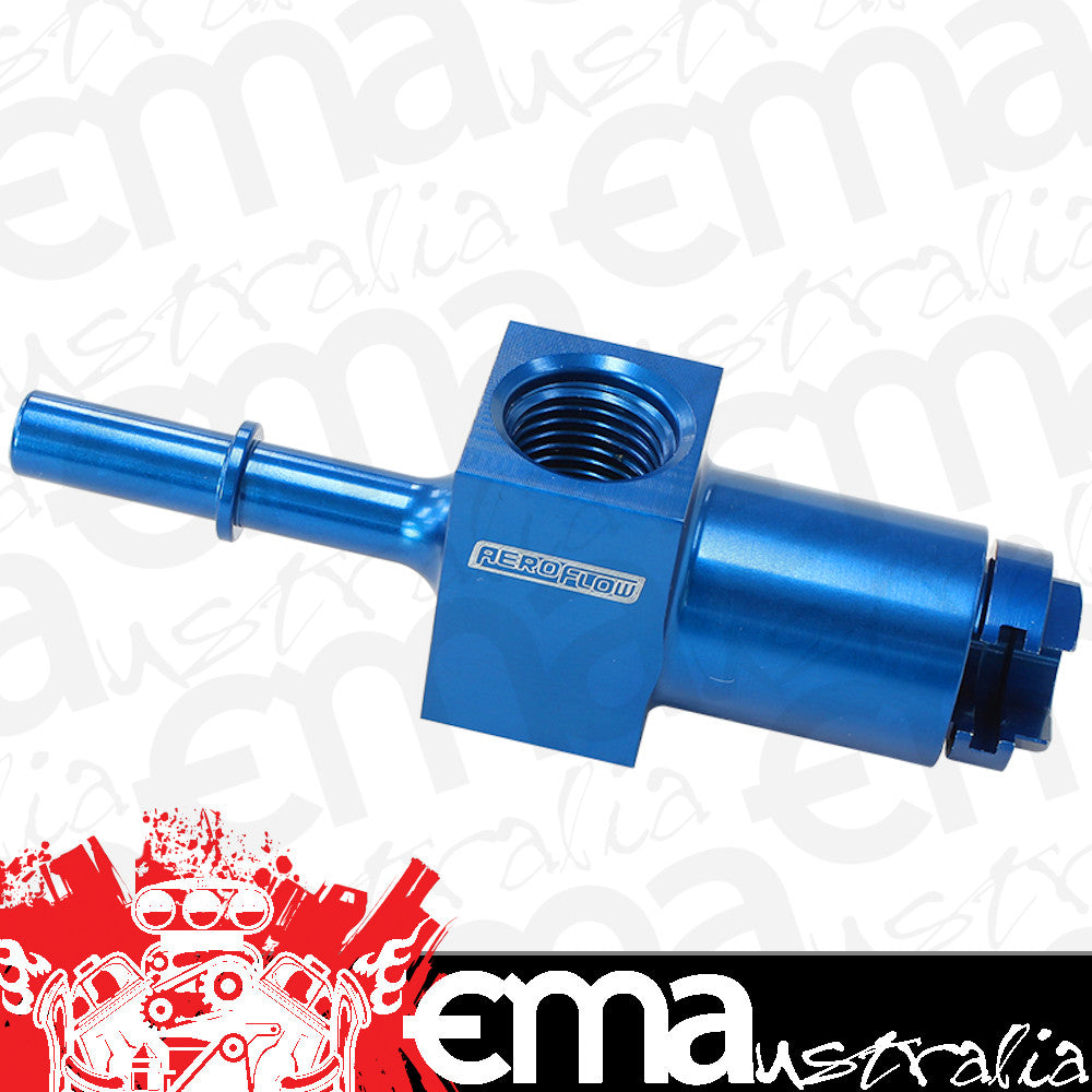 Aeroflow AF905-01 5/16" Female to Male with 1/8"Port Blue Quick Connect Efi