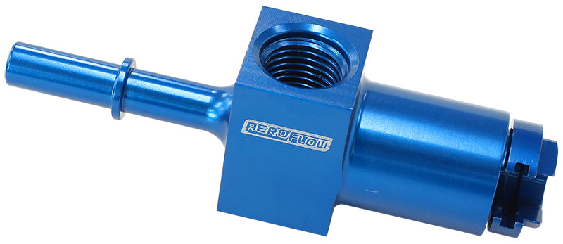 Aeroflow AF905-02 3/8" Female to Male with 1/8" Port Blue Quick Connect Efi