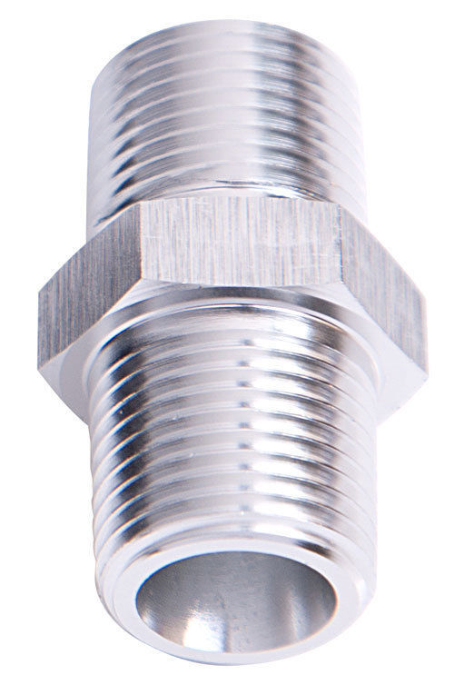 Aeroflow AF911-02S Male Coupler 1/8" NPT Silver Male to Male