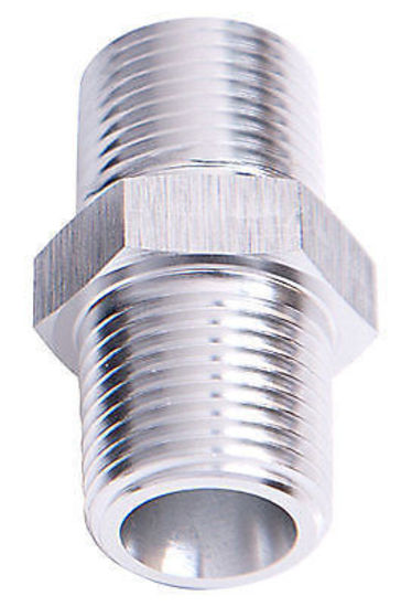 Aeroflow AF911-08S Male Coupler 1/2" NPT Silver Male to Male