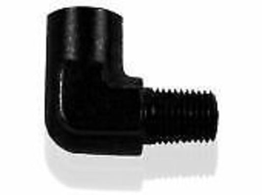 Aeroflow AF914-16BLK 90 Deg Female to Male 1" NPT Black