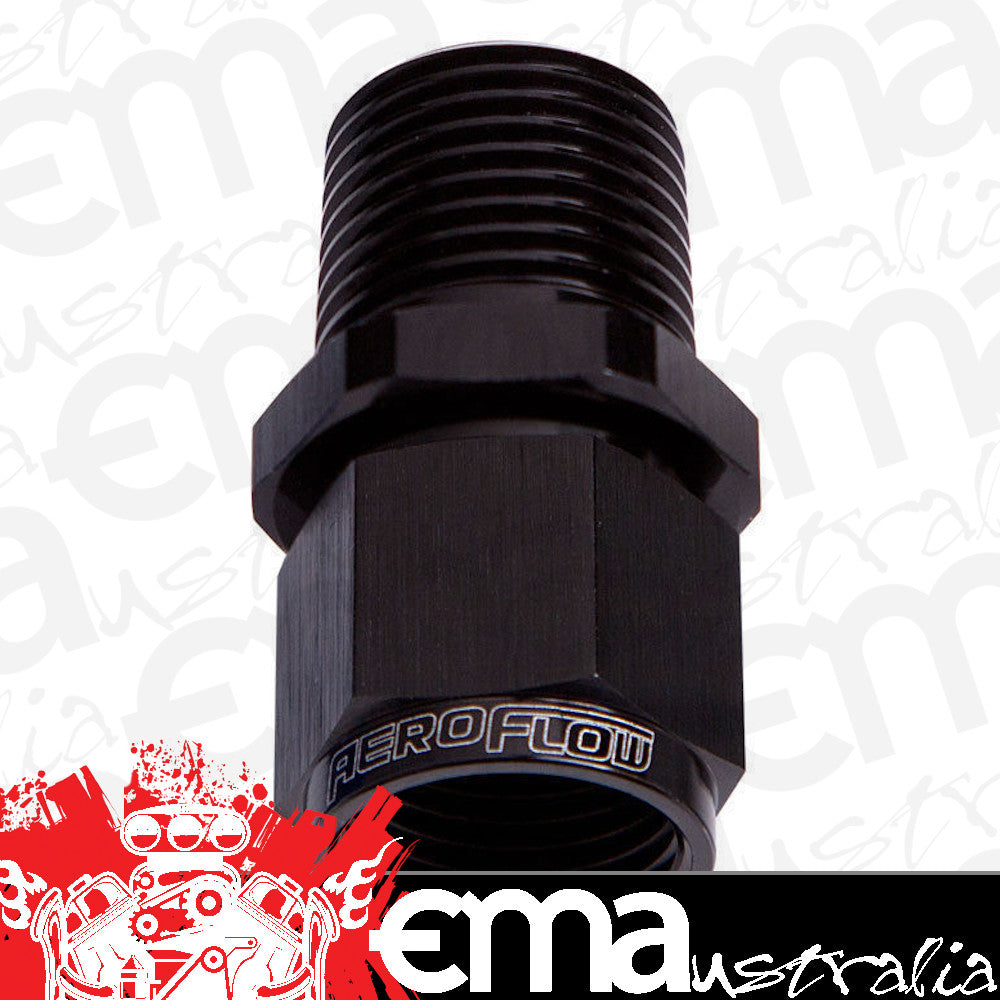 Aeroflow AF916-16-12BLK 3/4" NPT to -16AN Female Nut Black Straight Swivel Nut