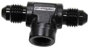 Aeroflow AF918-03-02BLK -3AN Male Tee with 1/8 On Sideblack Female 1/8" NPT On Side