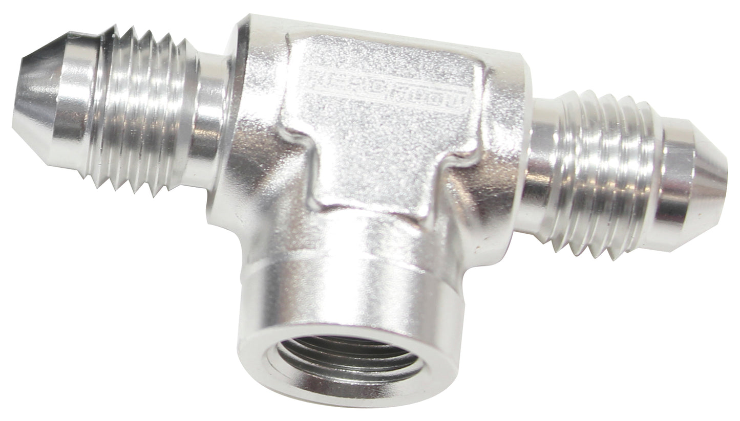Aeroflow AF918-03-02S -3AN Male Tee with 1/8 On Sidesilver Female 1/8" NPT On Side
