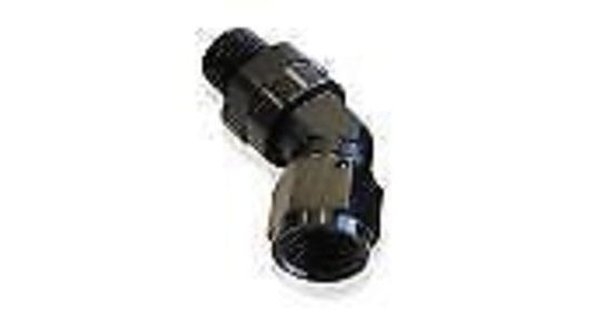 Aeroflow AF919-06-04BLK 45 Deg 1/4" NPT to -6AN Femaleblack Full Swivel Fitting