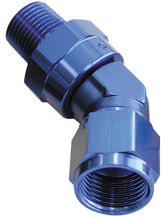 Aeroflow AF919-10-08 45 Deg 1/2 NPT to -10AN Femaleblue Full Swivel Fitting