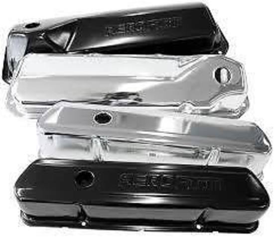 Aeroflow AF1821-5000 Chev 283-350 SBC Valve Cover Tall Chrome with Aeroflow Logo