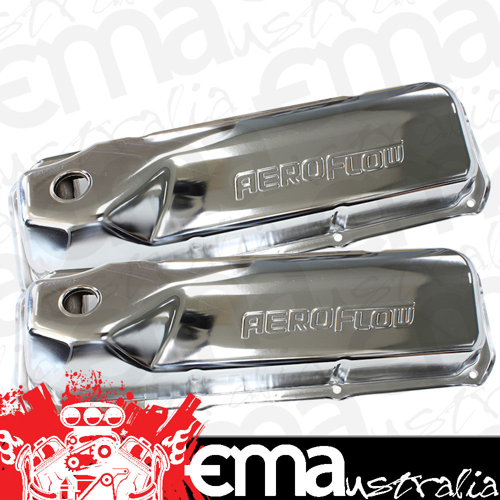 Aeroflow AF1821-5001 Ford 302-351C SBF Valve Cover Chrome with Aeroflow Logo