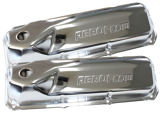 Aeroflow AF1821-5001 Ford 302-351C SBF Valve Cover Chrome with Aeroflow Logo