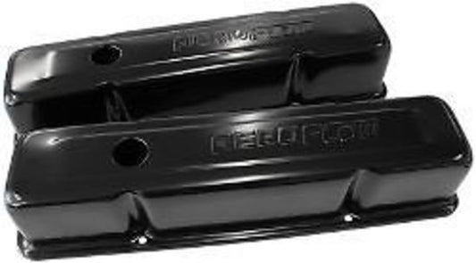 Aeroflow AF1822-5000 Chev 283-350 SBC Valve Cover Tall Black with Aeroflow Logo