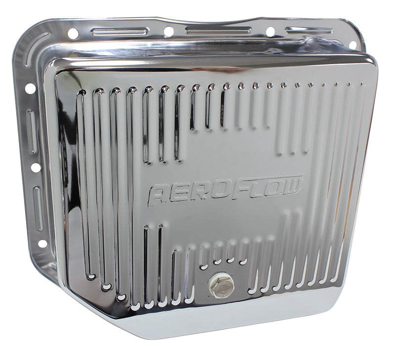GM Turbo 350 Transmissions Th350 Deep Transmission Pan Chrome W/ Drain Plug Aeroflow Performance Products AF1825-3003