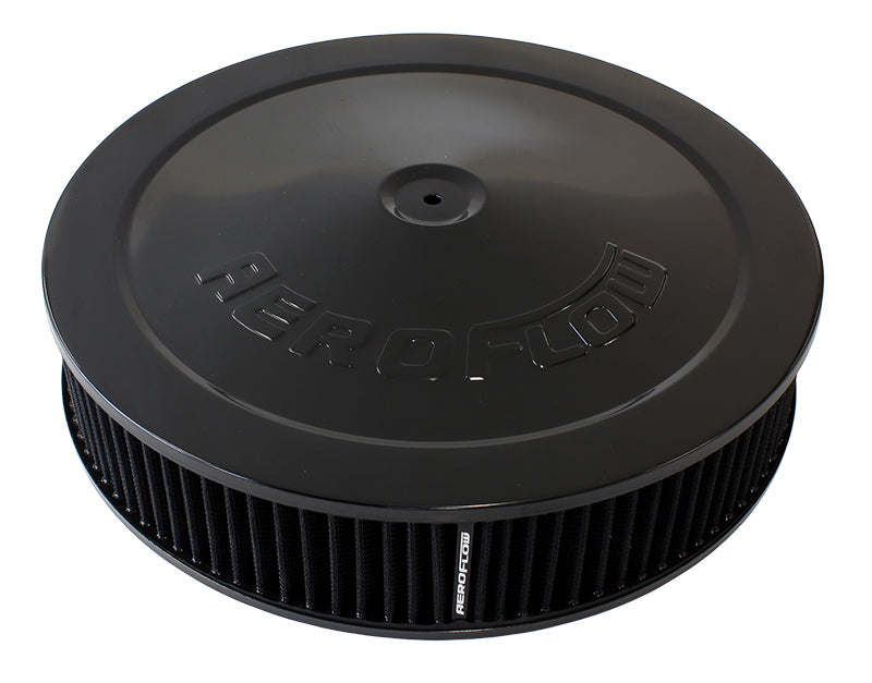 Aeroflow AF2251-1234 14" x 3" Air Cleaner Assembly 7-5/16" Flatbase Black Cotton