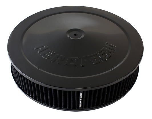 Aeroflow AF2251-1234 14" x 3" Air Cleaner Assembly 7-5/16" Flatbase Black Cotton