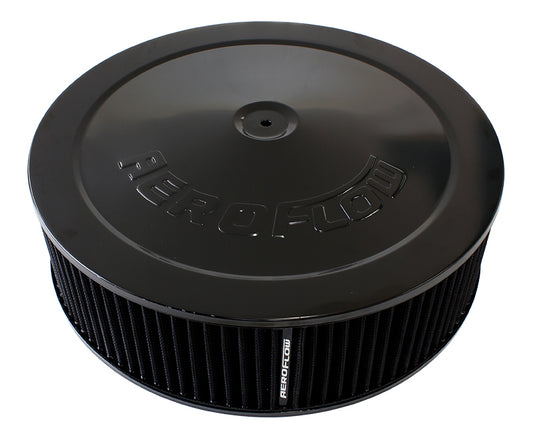 Aeroflow Performance Products AF2251-1235 14" x 4" Air Cleaner Assembly 7-5/16" Flatbase Black Cotton