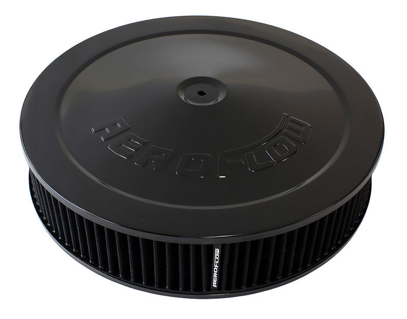 Aeroflow AF2251-1280 14" x 3" Air Cleaner Assembly 5-1/8" Dropbase Black Cotton