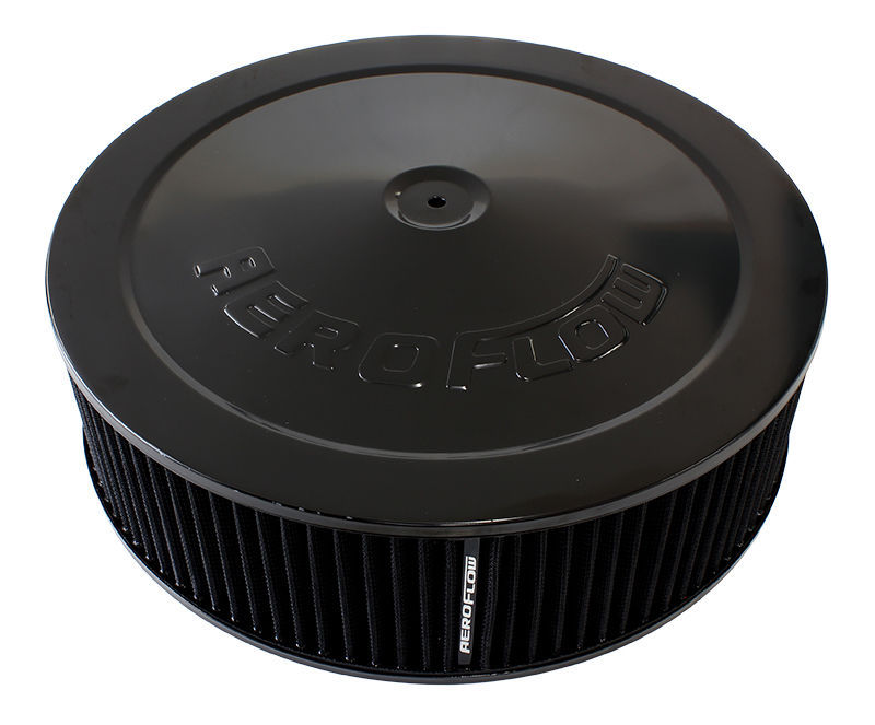Aeroflow AF2251-1290 14" x 4" Air Cleaner Assembly 5-1/8" Dropbase Black Cotton