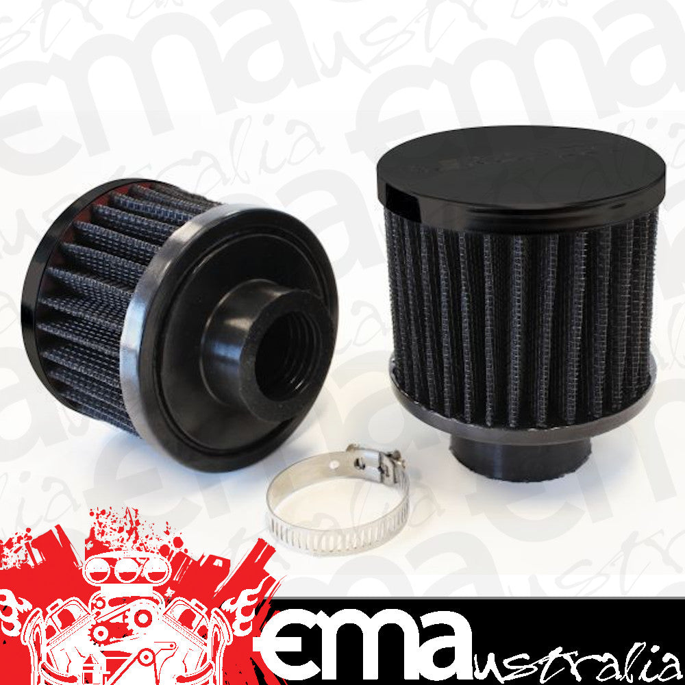 Aeroflow AF2271-1340 5/8" Universal Clamp On Filter 2" O.D 1-1/2" H Black Top