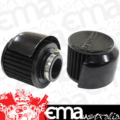 Aeroflow AF2271-1513 1-3/8" Breath Filter W/ Shield3" O.D 2-1/2" H Black Top