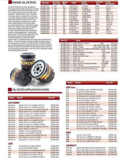 Aeroflow AF2296-3002 Oil Filter - Chev Long Ryco Z24 - K&N Hp-3002