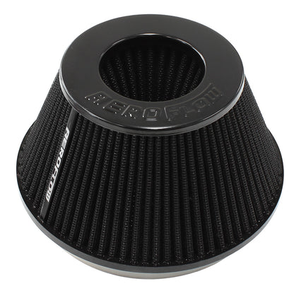 Aeroflow Performance Products AF2711-1009 6" Clamp-On Tapered Filter 7.6 / 4.7" O.D 4" High Black