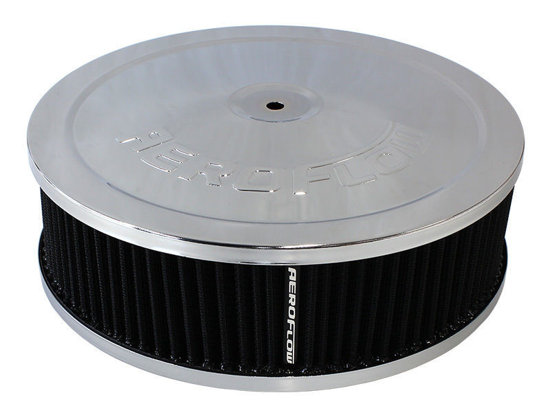 Aeroflow AF2851-1120 9" x 2-3/4" Air Cleaner Assembly 5-1/8" Neck Chrome Cotton