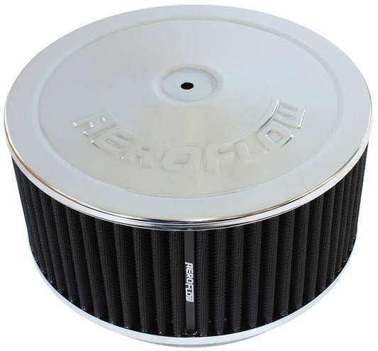Aeroflow AF2851-1364 9" x 4" Air Cleaner Assembly 7-5/16" Neck Chrome Cotton