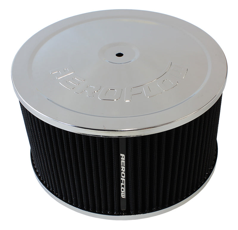 Aeroflow AF2851-1366 9" x 5" Air Cleaner Assembly 7-5/16" Neck Chrome Cotton