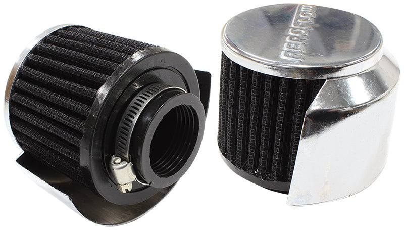 Aeroflow AF2871-1513 1-3/8" Breath Filter W/ Shield3" O.D 2-1/2" H Chrome Top