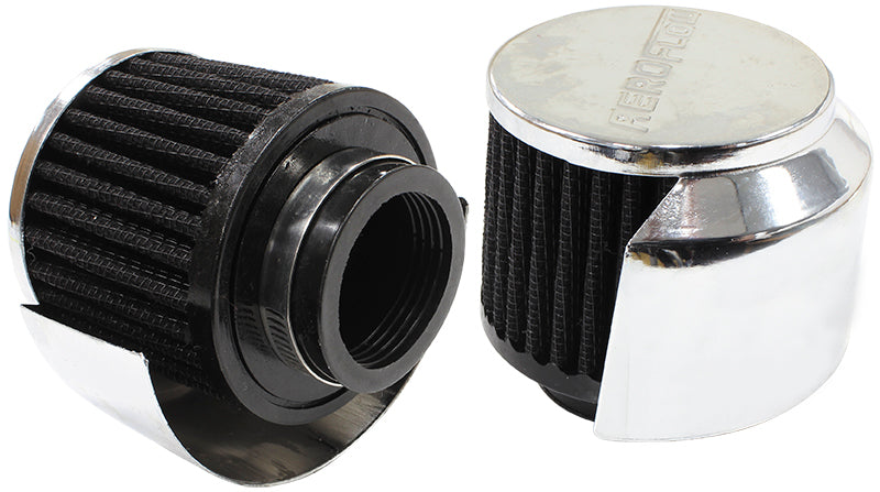 Aeroflow AF2871-1514 1-1/2" Breath Filter W/ Shield3" O.D 2-1/2" H Chrome Top