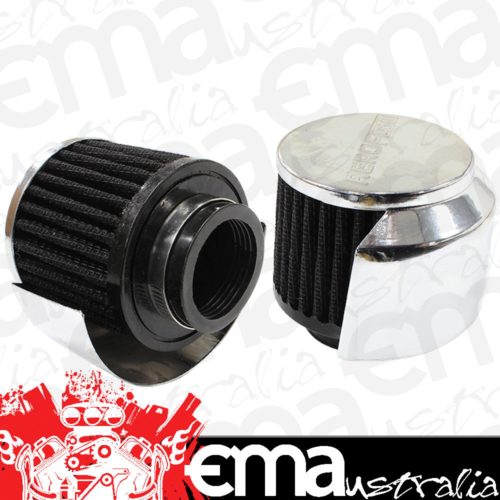 Aeroflow AF2871-1514 1-1/2" Breath Filter W/ Shield3" O.D 2-1/2" H Chrome Top
