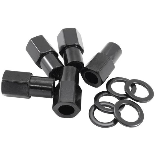 Aeroflow AF3011-7000 0.750" Shank Open Black Wheel Nuts - 7/16-20" Pack of 5, Washer Seat with Shank