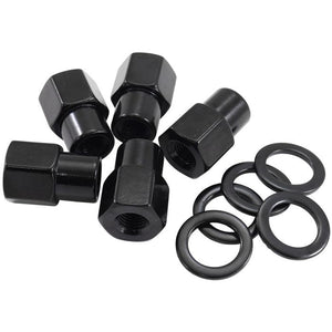 Aeroflow AF3015-6000 0.550" Shank Open Black Wheel Nuts - M12 x 1.25mm Pack of 5, Washer Seat with Shank