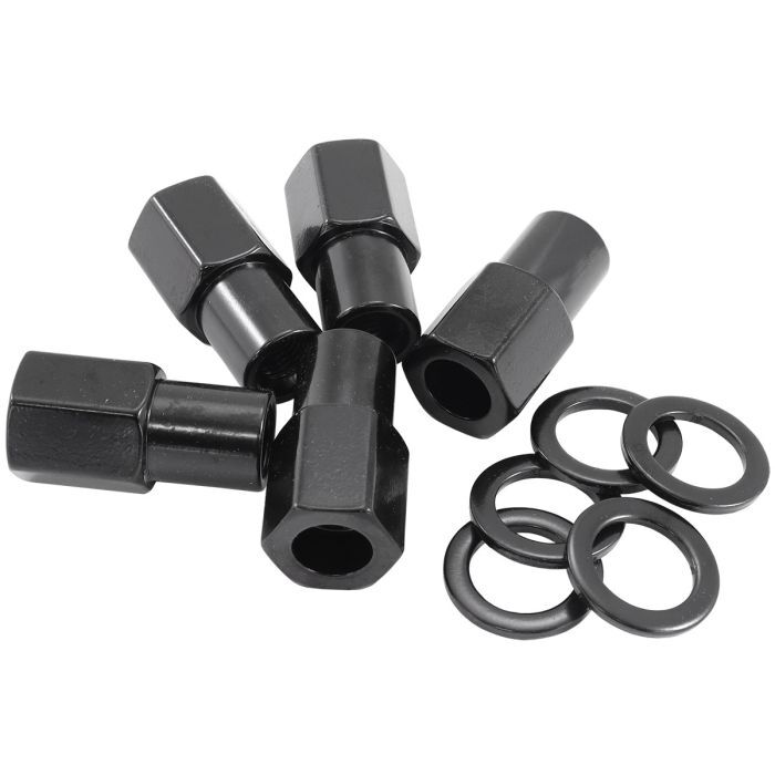 Aeroflow AF3015-7000 0.750" Shank Open Black Wheel Nuts - M12 x 1.25mm Pack of 5, Washer Seat with Shank
