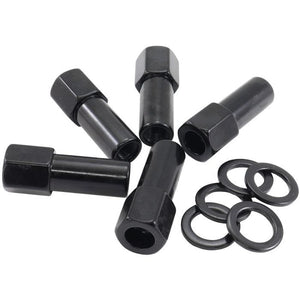 Aeroflow AF3015-9000 1.380" Shank Open Black Wheel Nuts - M12 x 1.25mm Pack of 5, Washer Seat with Shank