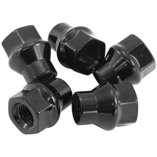 Aeroflow AF3016-4000 Conical ET Style Open Black Wheel Nuts - M12 x 1.50mm Pack of 5, 60 Degree Taper with 0.300" Shank