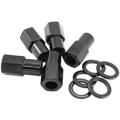 Aeroflow AF3018-7000 0.750" Shank Open Black Wheel Nuts - M14 x 1.50mm Pack of 5, Washer Seat with Shank
