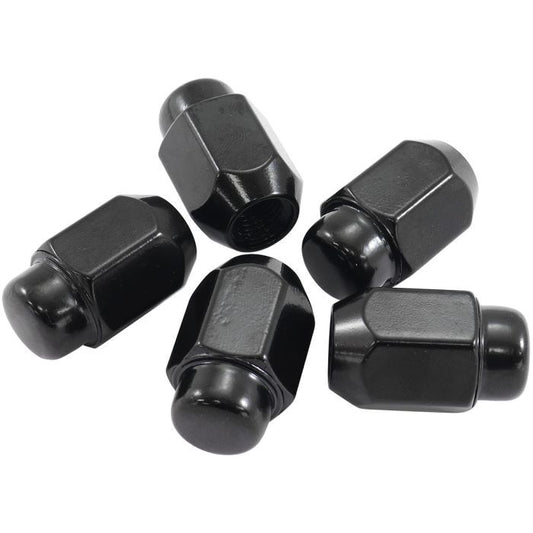 Aeroflow AF3021-2000 Acorn Medium Closed Black Wheel Nuts - 7/16-20" Pack of 5, 60 Degree Taper