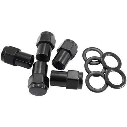 Aeroflow AF3022-6000 0.550" Shank Closed Black Wheel Nuts - 1/2-20" Pack of 5, Washer Seat with Shank