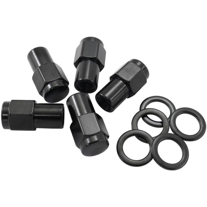 Aeroflow AF3025-7000 0.750" Shank Closed Black Wheel Nuts - M12 x 1.25mm Pack of 5, Washer Seat with Shank