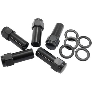 Aeroflow AF3025-9000 1.380" Shank Closed Black Wheel Nuts - M12 x 1.25mm Pack of 5, Washer Seat with Shank