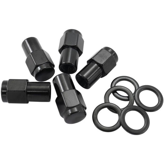 Aeroflow AF3026-7000 0.750" Shank Closed Black Wheel Nuts - M12 x 1.50mm Pack of 5, Washer Seat with Shank