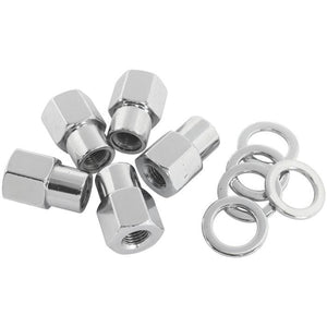 Aeroflow AF3031-6000 0.550" Shank Open Chrome Wheel Nuts - 7/16-20" Pack of 5, Washer Seat with Shank