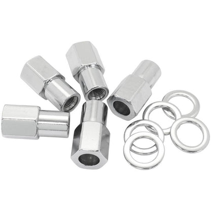 Aeroflow AF3031-7000 0.750" Shank Open Chrome Wheel Nuts - 7/16-20" Pack of 5, Washer Seat with Shank