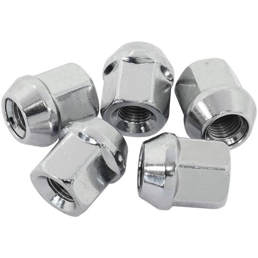 Aeroflow AF3032-1000 Acorn Short Open Chrome Wheel Nuts - 1/2-20" Pack of 5, 60 Degree Taper