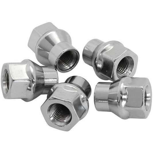 Aeroflow AF3032-4000 Conical ET Style Open Chrome Wheel Nuts - 1/2-20" Pack of 5, 60 Degree Taper with 0.300" Shank