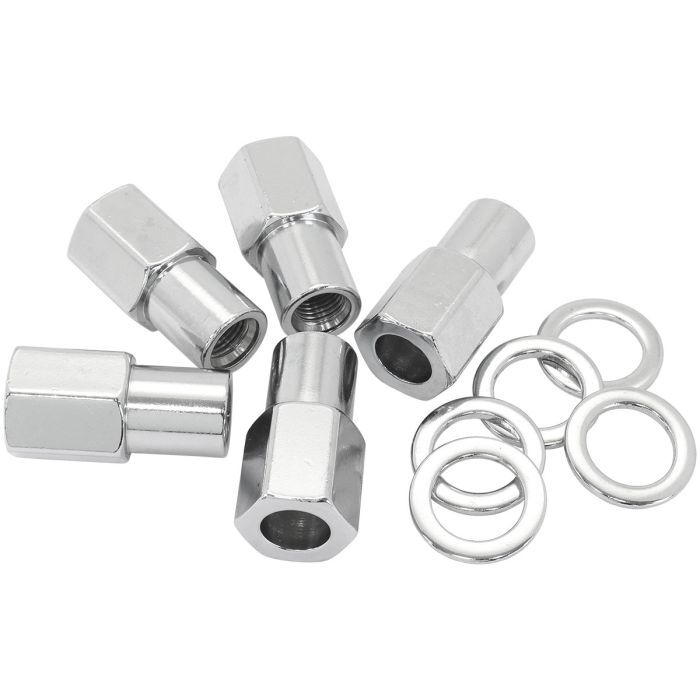 Aeroflow AF3032-7000 0.750" Shank Open Chrome Wheel Nuts - 1/2-20" Pack of 5, Washer Seat with Shank