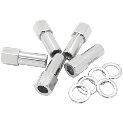 Aeroflow AF3035-9000 1.380" Shank Open Chrome Wheel Nuts - M12 x 1.25mm Pack of 5, Washer Seat with Shank
